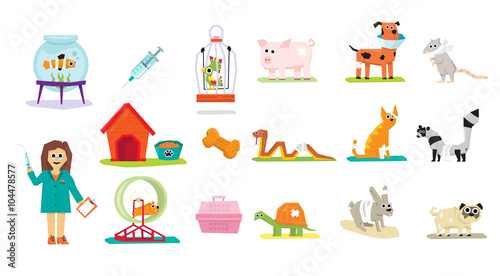 Animal Veterinary Care Flat Isolated Vector Illustration