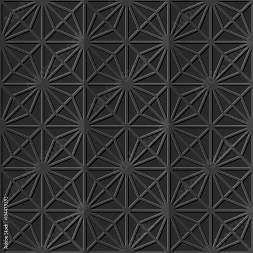 Seamless 3D elegant dark paper art pattern 282 Check Star Cross 