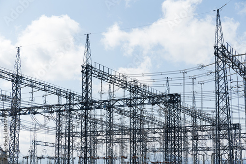 High Voltage electric substation with transformers