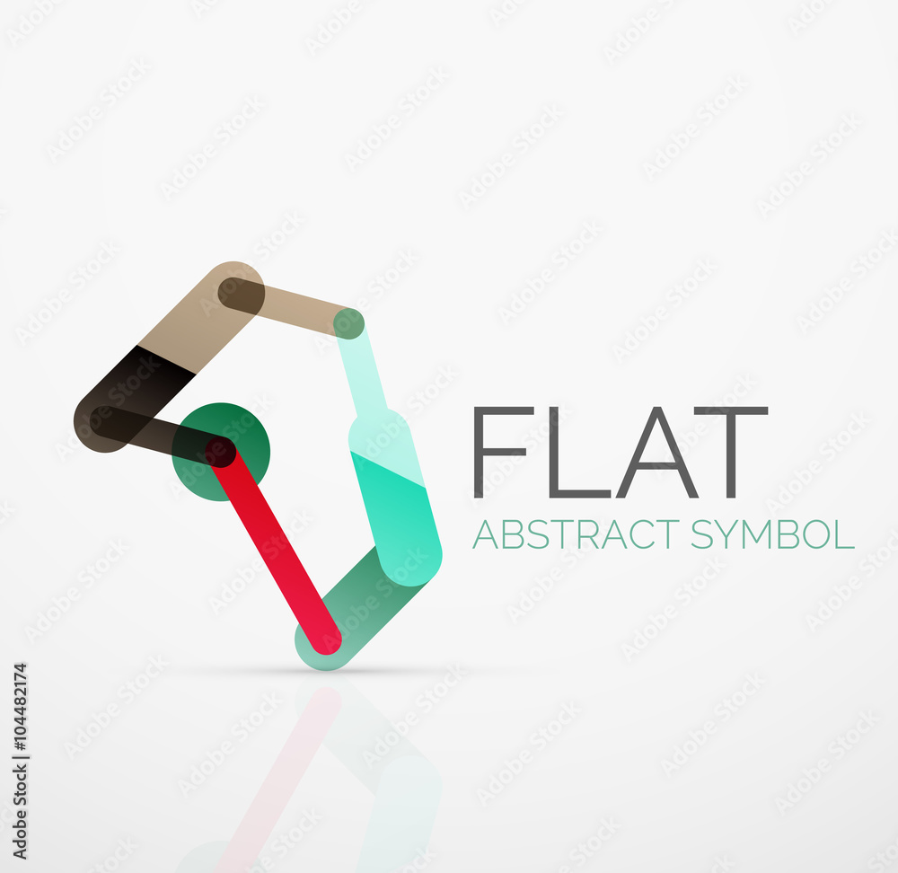 Logo - abstract minimalistic linear flat design. Business hi-tech geometric symbol, multicolored segments lines Logo - abstract minimalistic linear flat design. Business hi-tech geometric symbol, multicolored segments lines