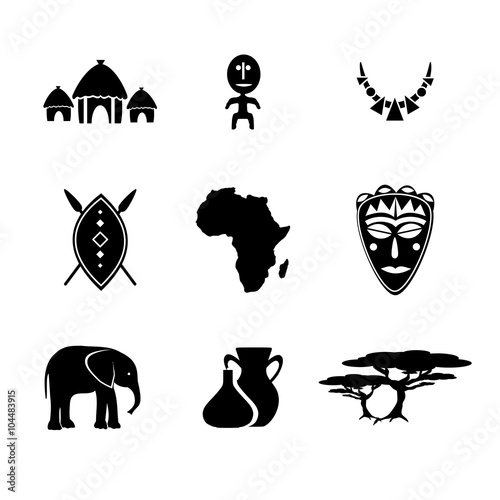 African icon set vector