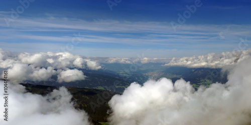 Panorama with cloud-covered mountains