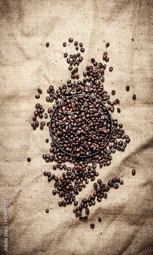 Roasted coffee beans.
