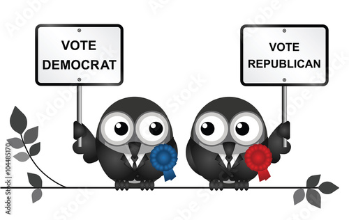 Comical Democrat and Republican bird 