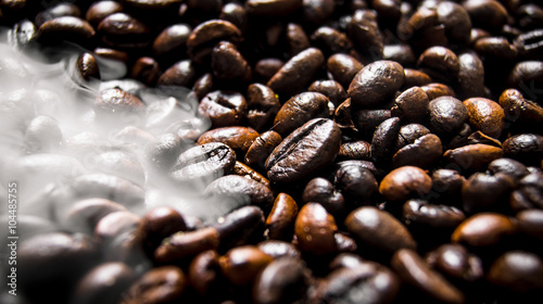 Fragrant fried coffee beans.