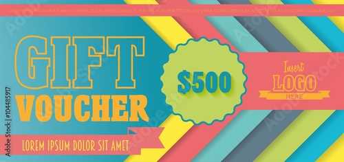 Gift voucher design template in style material design. Vector illustration