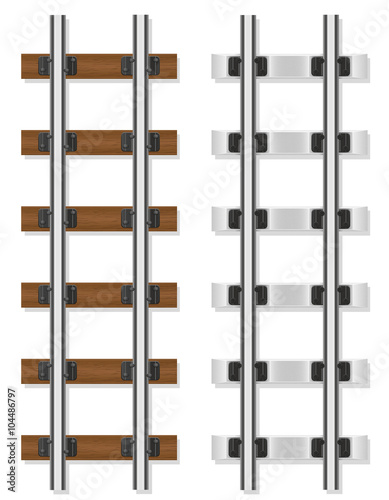 railway rails wooden and concrete sleepers vector illustration
