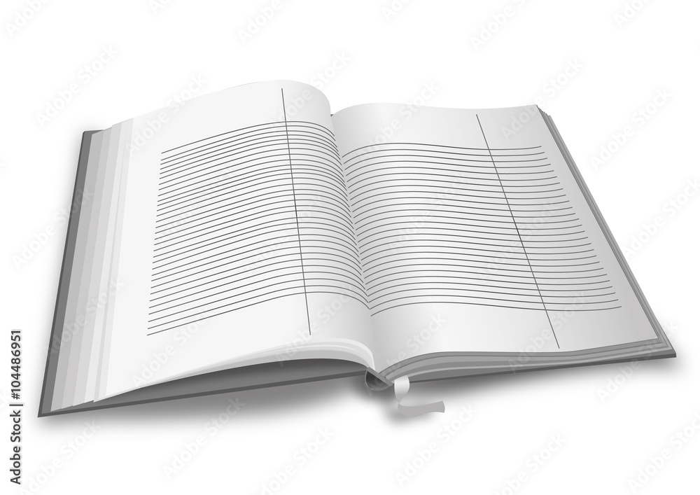 Terminkalender leer, offen, aufgeschlagen, 3d