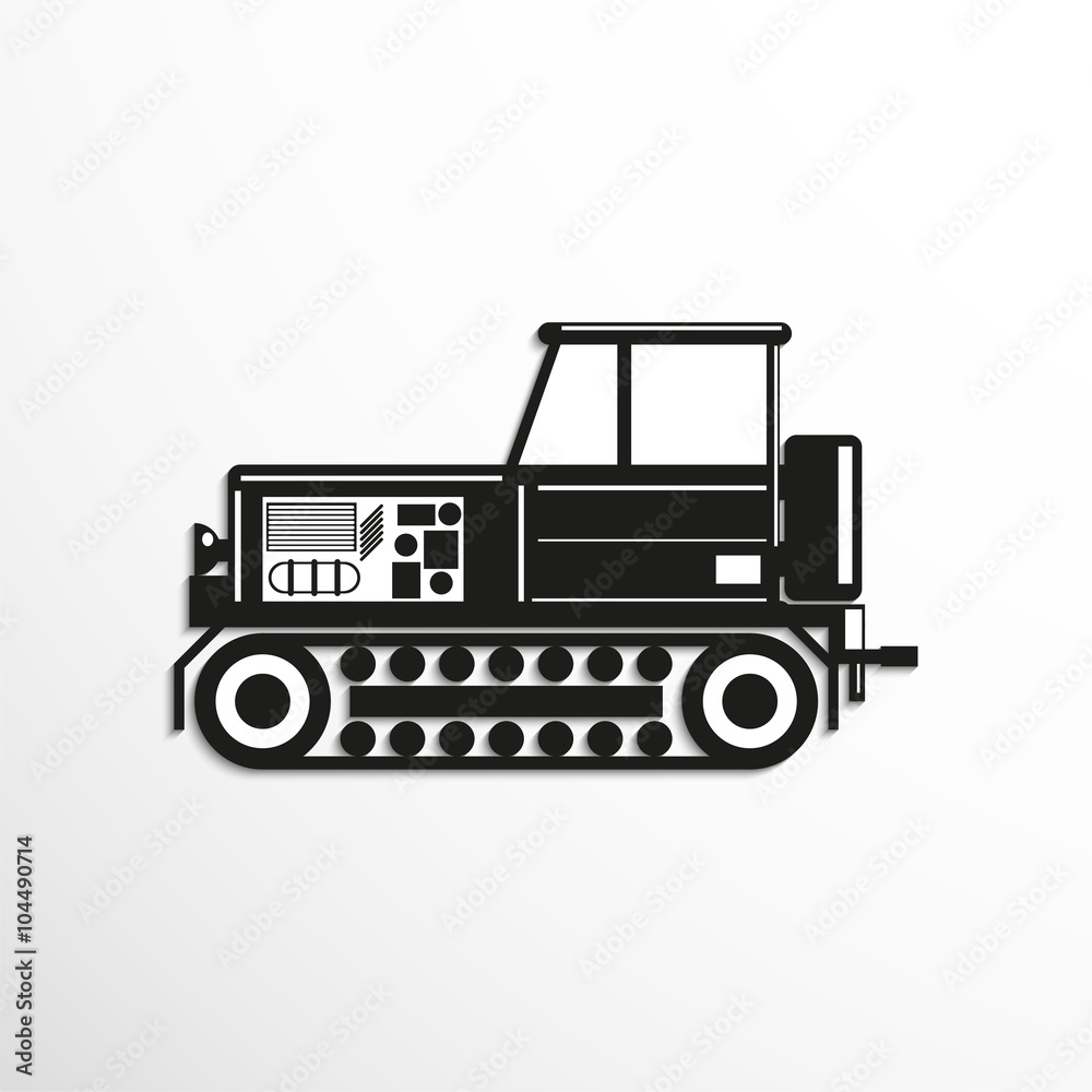 Construction machinery. Tractor. Vector icon.