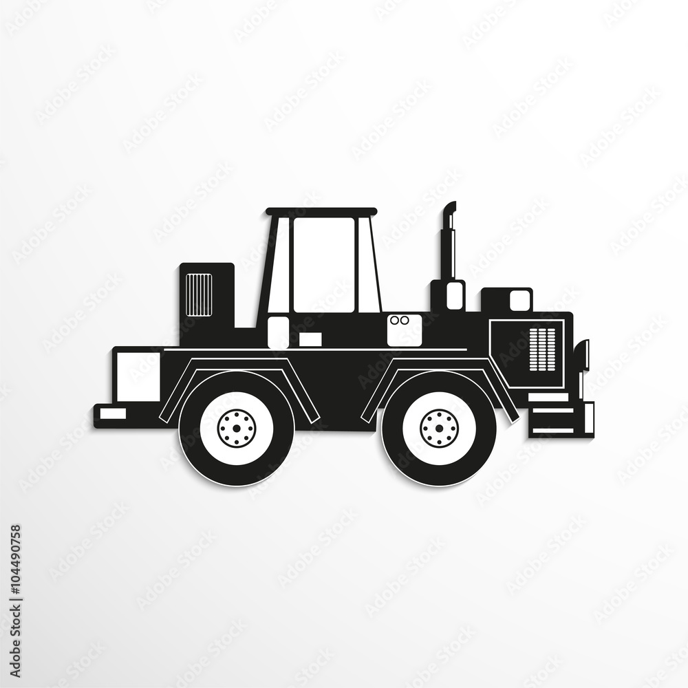 Construction machinery. Tractor. Vector icon.