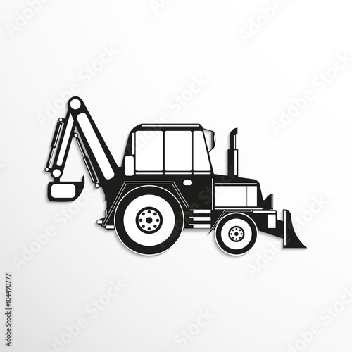 Construction machinery. Tractor. Vector icon.