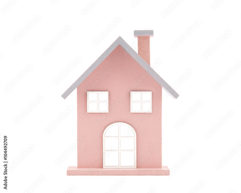 Small wooden toy house isolated on white with clipping path Small wooden toy house isolated on white with clipping path