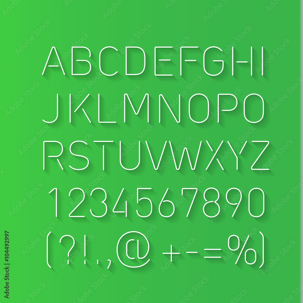 Font Thin Lines with Shadow Font Thin Lines with Shadow