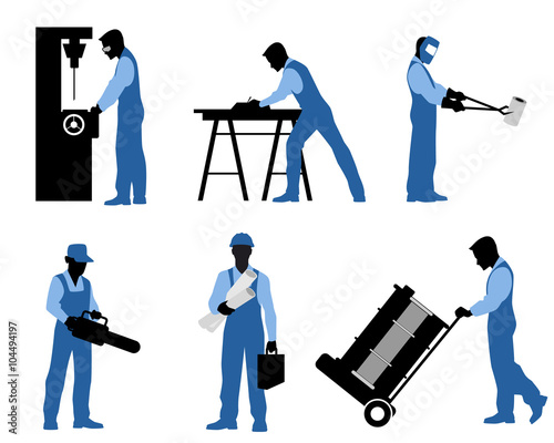 Six professionals silhouettes