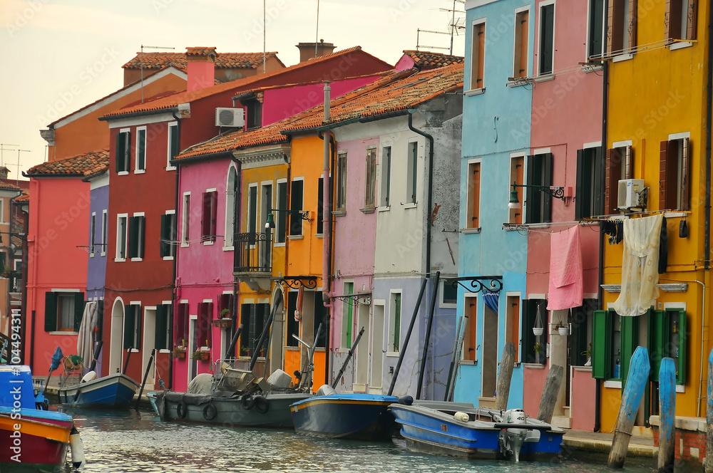Colourful houses in Burano, Venice lagoon