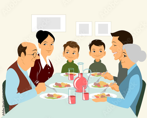 Big family eating