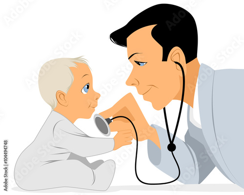 Doctor examines baby