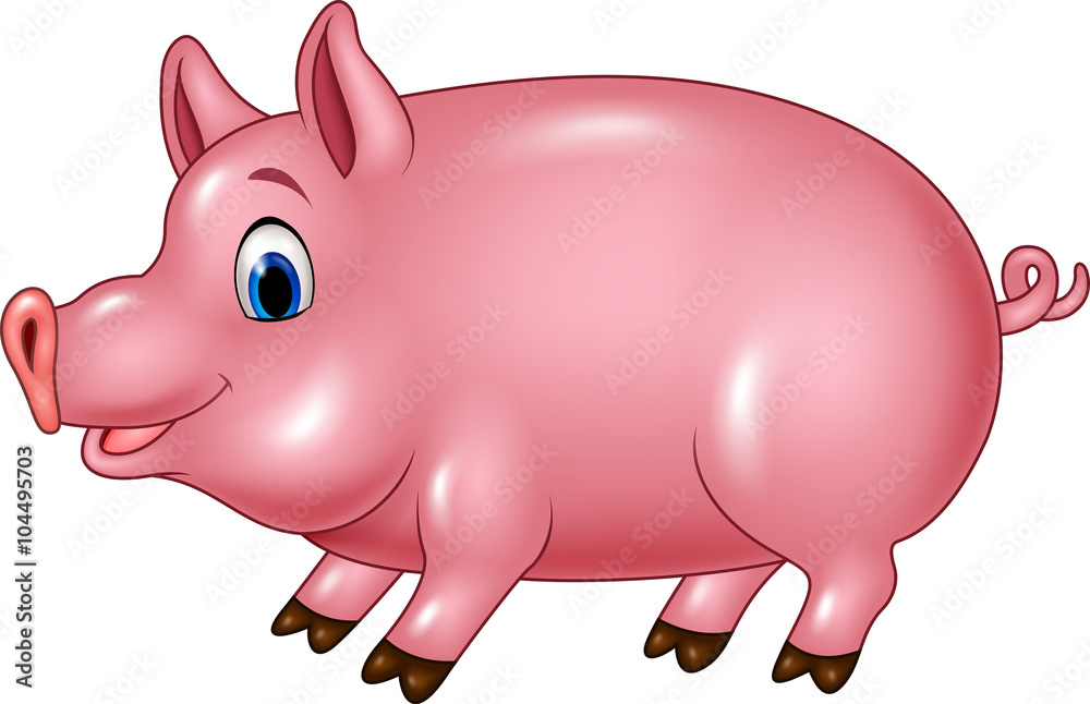 Fototapeta premium Cute pig isolated on white background