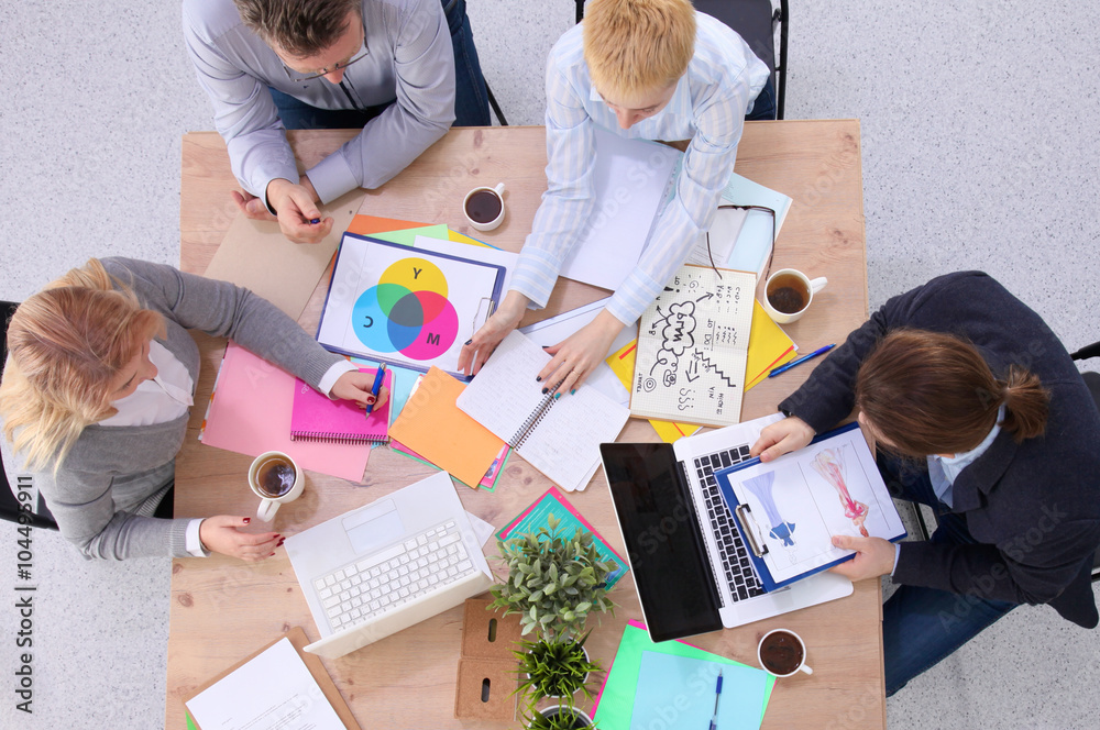 Group of business people working together on white background Group of business people working together on white background