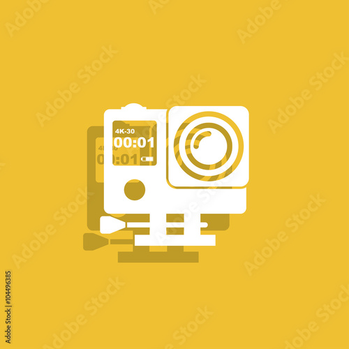 Action camera outline monochrome icon. Extreme cam