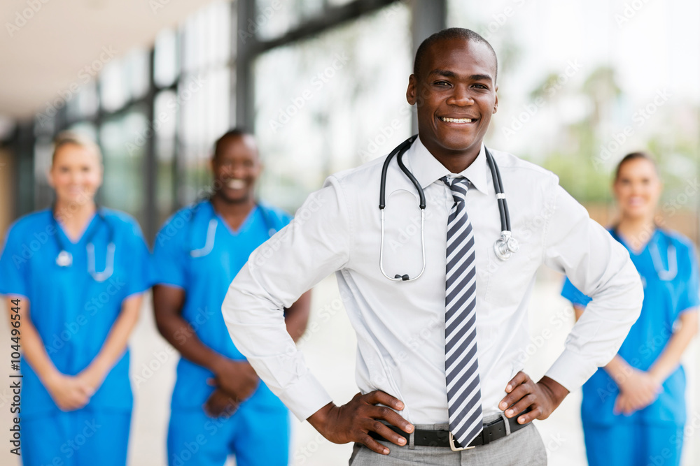 african american medical doctor with colleagues african american medical doctor with colleagues