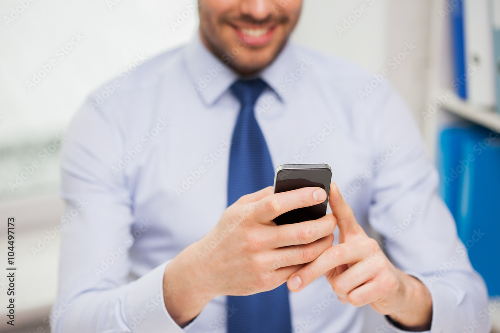 close up of businessman with smartphone close up of businessman with smartphone