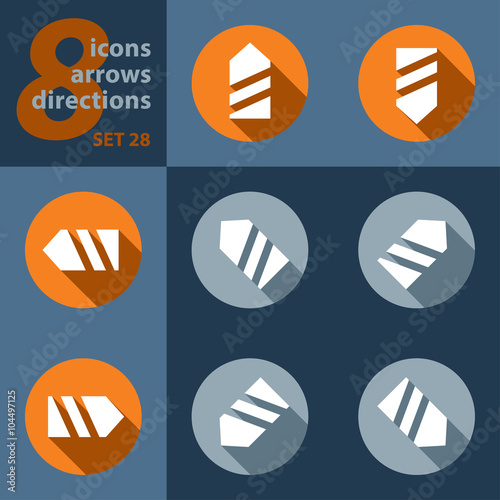 set of eight icons, with arrows