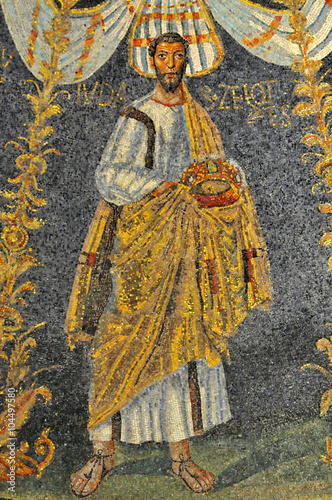 Ancient roman mosaic of the apostle Judas