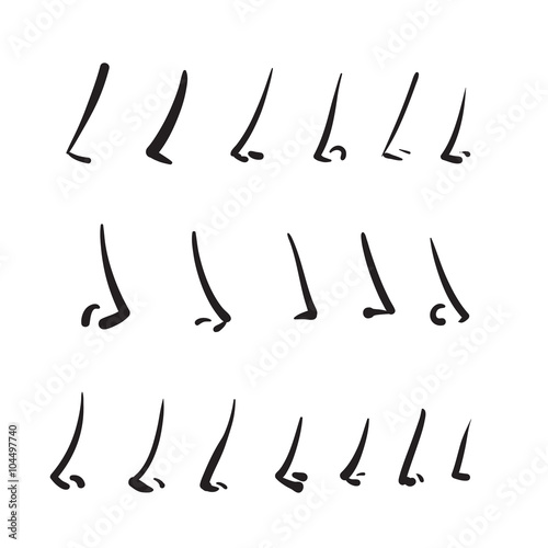 Hand drawn nose vector illustration icon set