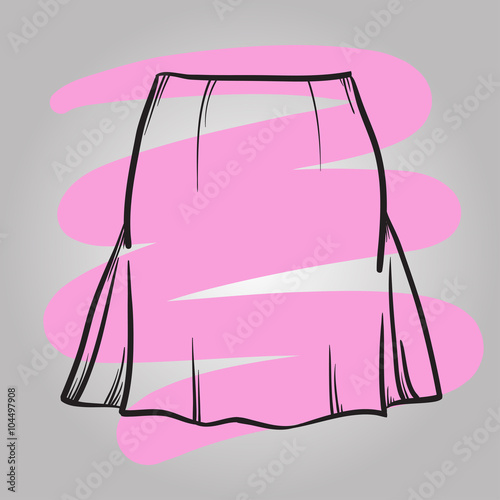 Stylish skirt model hand drawn vector illustration.