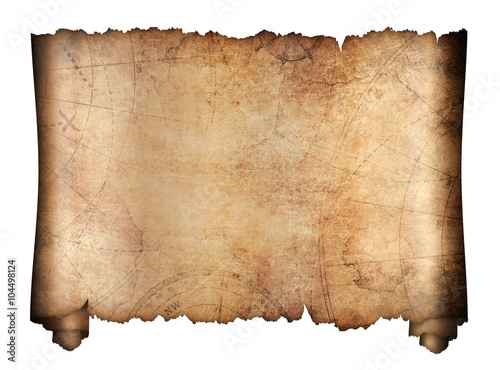 Foto old treasure map roll isolated
