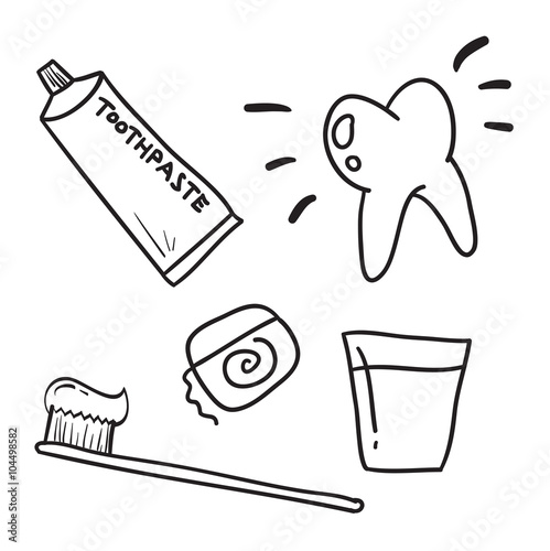 Hand drawn dental care toothpaste, teeth symbol vector icon