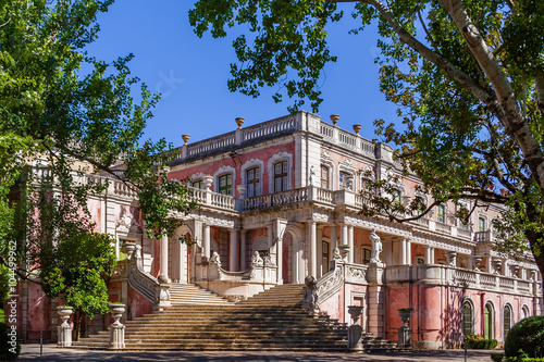 Queluz, Portugal. Lions Staircase (Escadaria dos Leões) leading to the gardens of the Queluz Palace, Portugal. Formerly used as the Summer residence by the Portuguese royal family.