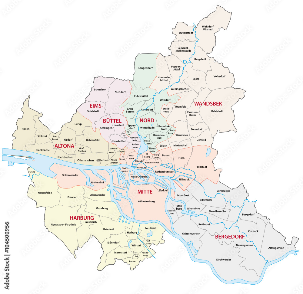 Hamburg administrative map