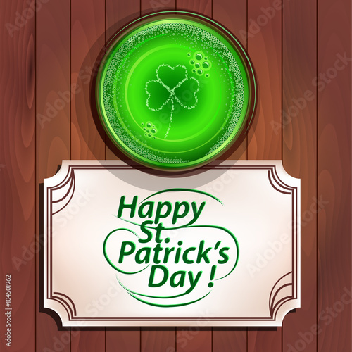 Glass of beer and card, St Patrick's day