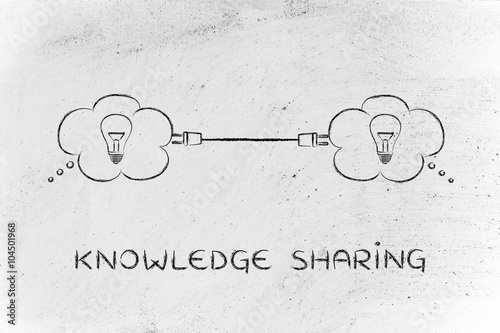 Slika na platnu thought bubbles connected with a plug, knowledge sharing