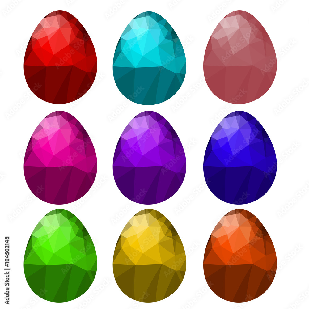 Set of Colorful Polygonal Easter Eggs Set of Colorful Polygonal Easter Eggs