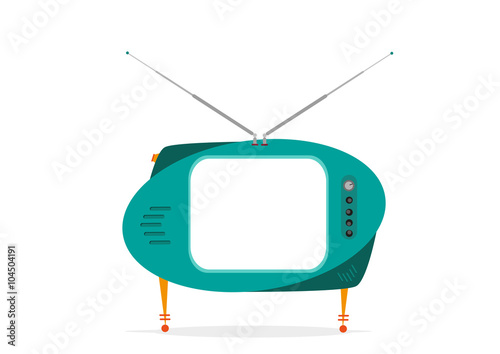 Isolated Retro TV Green with empty space. Editable Clip Art.
