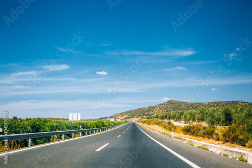 Beautiful asphalt freeway, motorway, highway in Andalusia, Spain
