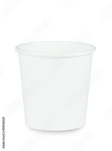 White paper coffee cup isolated on white. Clipping path.
