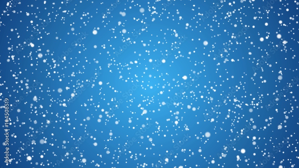 Graphic snow on blue background. Loop video.