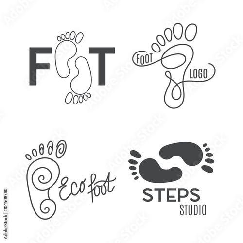 Foot silhouette. Health Center logo, orthopedic salon. Sign bare foot.