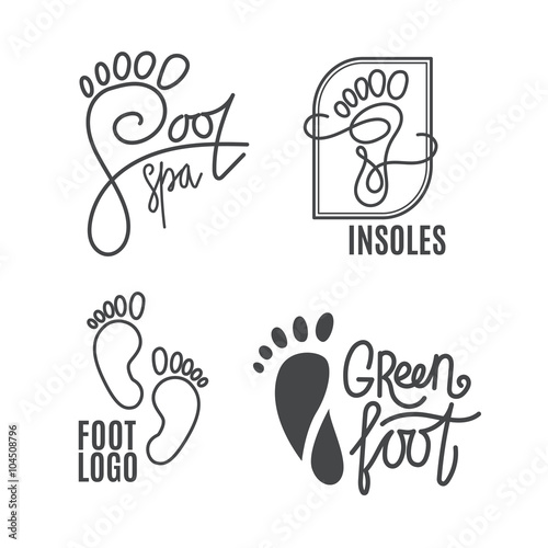 Foot silhouette. Health Center logo, orthopedic salon. Sign bare foot.