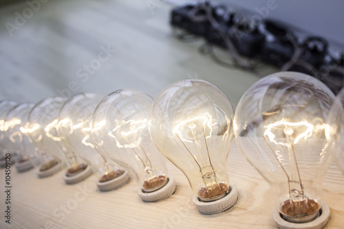 Fototapeta Naklejka Na Ścianę i Meble -  lighted Light Bulbs