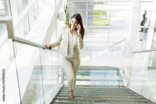 Young businesswoman climbs ...