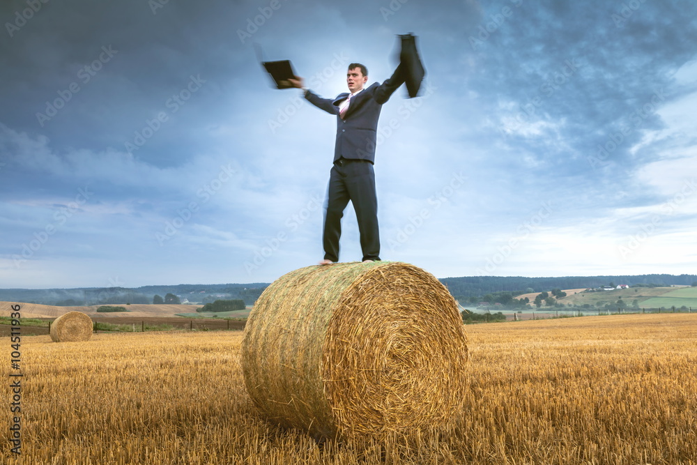 Contemporary businessman farmer in the landscape Contemporary businessman farmer in the landscape