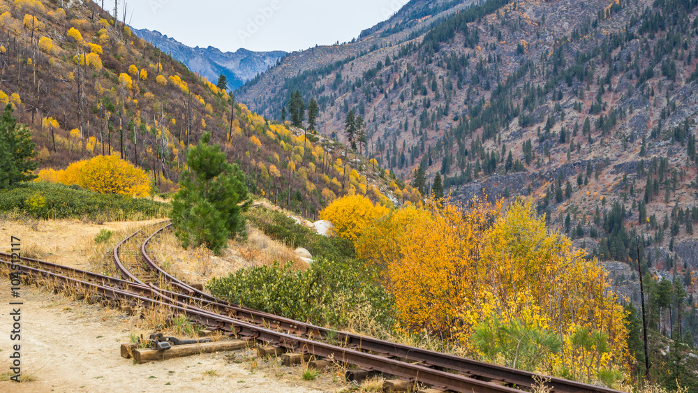 Abandoned railroad in the mountains in autumn, Mountain Home Road, LEAVENWORTH AREA, Washington state Abandoned railroad in the mountains in autumn, Mountain Home Road, LEAVENWORTH AREA, Washington state