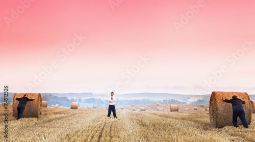 Contemporary businessman farmer in the landscape