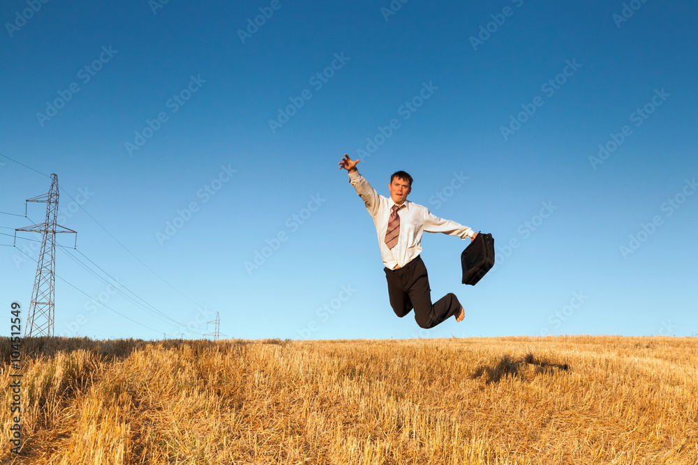 Contemporary businessman farmer in the landscape Contemporary businessman farmer in the landscape