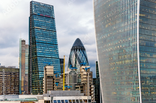 Famous New Modern Business Skycrapers in London, England photo